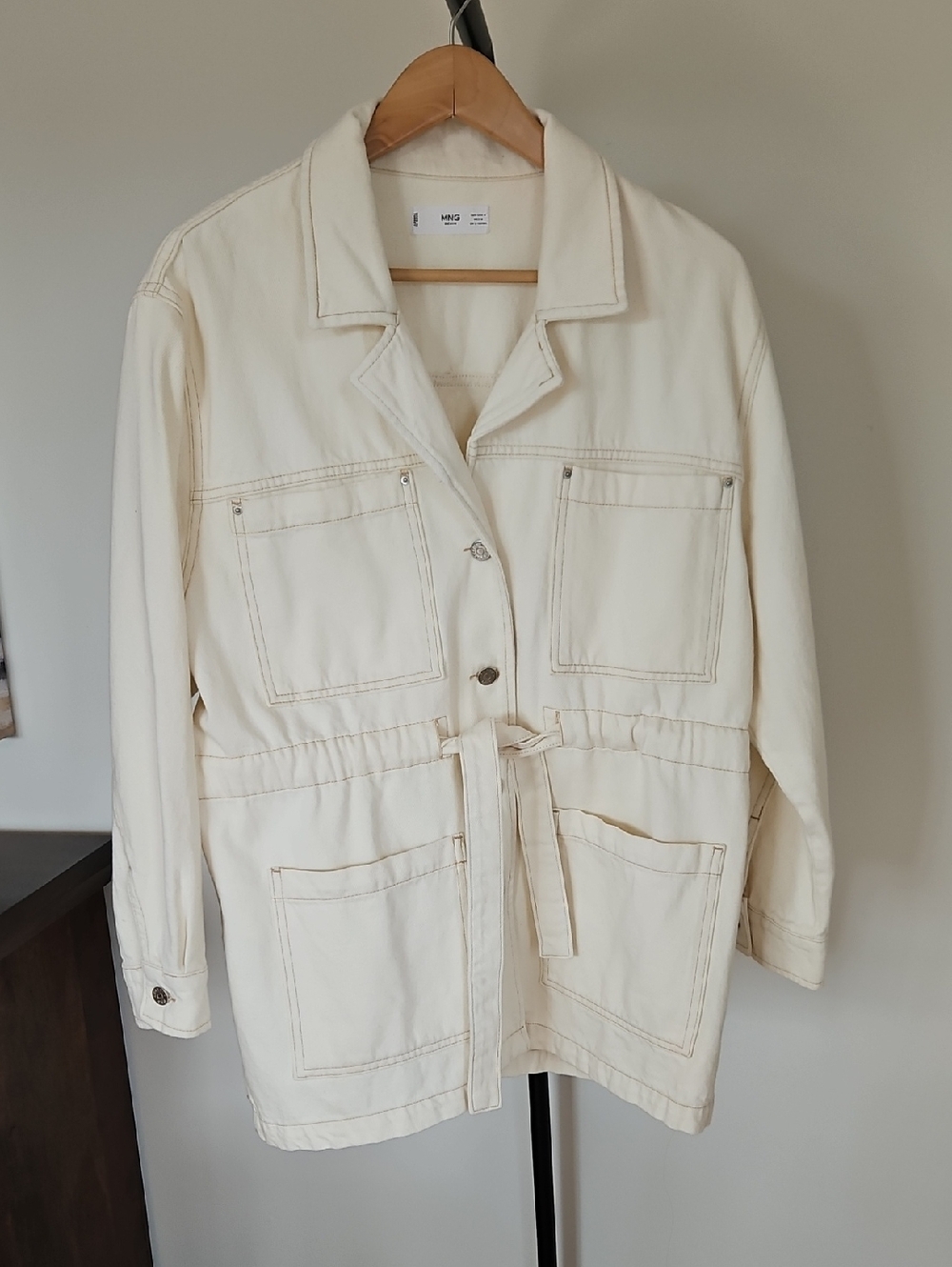 Mango Off-White Utility Jacket with Drawcord Waist